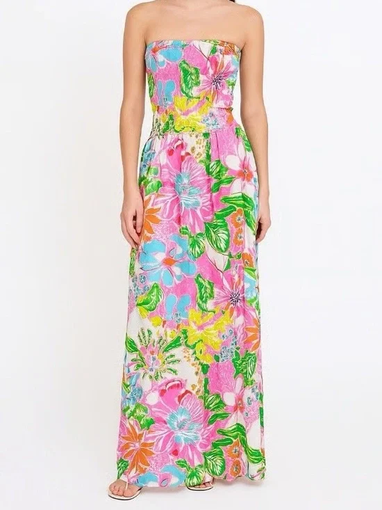 Lilly Pulitzer for Target Nosey Posey Floral Strapless Maxi Dress size Medium - Picture 1 of 10